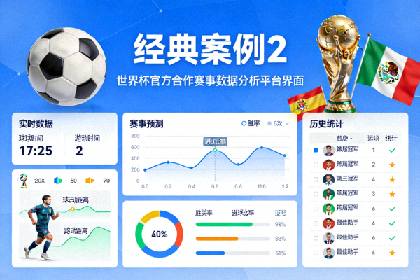 经典案例2封面 - 世界杯官方合作赛事数据分析平台界面